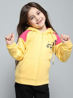 Monte Carlo - Girls Yellow Hooded Full Sleeves Hoodie