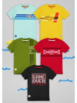 3PIN - Boys Multi-Color Crew Neck Half Sleeves T-Shirt (Pack of 5)