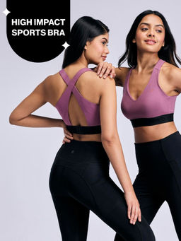 Nykd by Nykaa - High Impact Cotton CrossFLX Bounce Control Sports Bra with fixed cups NYK912 Mauve