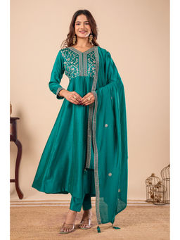 DISHWA FASHION - Women Ethnic Motifs Embroidered Empire Anarkali Kurta With Pant & Dupatta