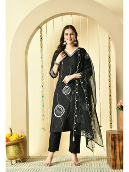 DISHWA FASHION - Women Embroidered V-Neck Kurta With Pant & Dupatta