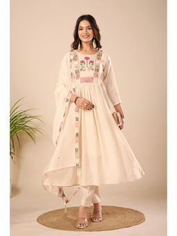 DISHWA FASHION - Women Floral Embroidered Empire Anarkali Kurta With Pant & Dupatta