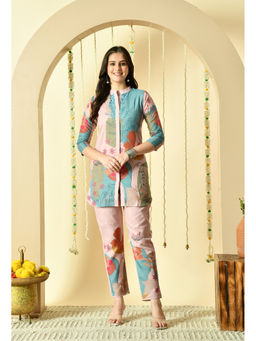 DISHWA FASHION - Women Printed Mandarin Collar Co-Ord Set