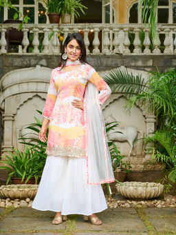DISHWA FASHION - Women Floral Printed Kurta With Sharara & Dupatta