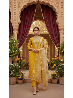 DISHWA FASHION - Women Floral Embroidered Straight Kurta With Pant And Dupatta
