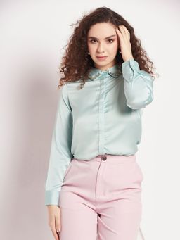 CAMLA - Green Solid Collar Neck Shirt Green