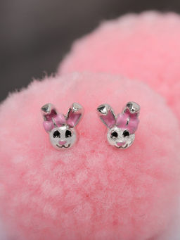 Praavy - 925 Sterling Silver The Hopping Bunny Kids Studs