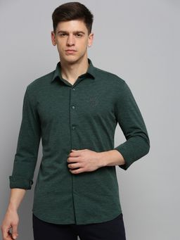 SHOWOFF - Mens Spread Collar Solid Green Classic Shirt