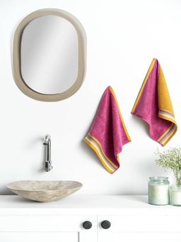 Ddecor Live Beautiful - Multi Color Reversible Cotton 500 GSM Face Towel - Pack of 2 (M)