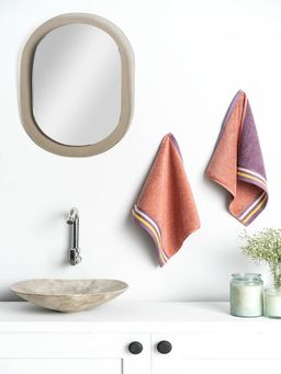 Ddecor Live Beautiful - Multi Color Reversible Cotton 500 GSM Face Towel - Pack of 2 (M)