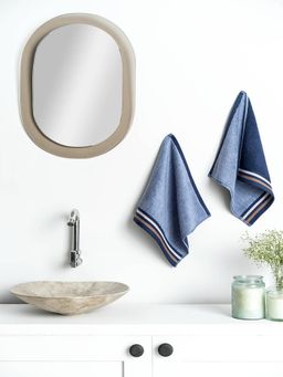 Ddecor Live Beautiful - Blue Reversible Cotton 500 GSM Face Towel - Pack of 2 (M)