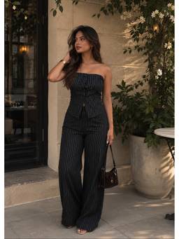 Shubh Shree Studio - Black The Power Top with Pant
