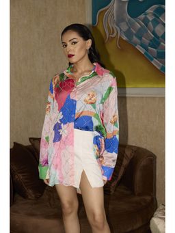 SHIAN - Light Pink Floral Crystal Criss Cross Shirt
