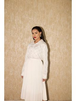 SHIAN - White Crystal Criss-Cross Shirt
