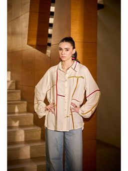 SHIAN - White Vibrance Interlaced Shirt