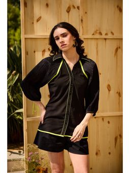 SHIAN - Black Textured Noir Shirt