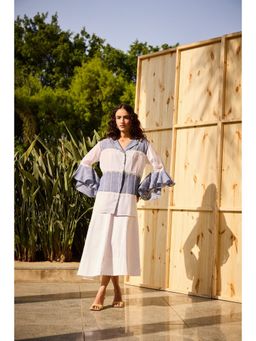 SHIAN - White Sculpted Stripe Texture Shirt