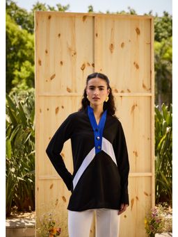 SHIAN - Black Summer V Neck Contrast Top
