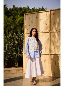 SHIAN - Blue Lace Contrast Shirt