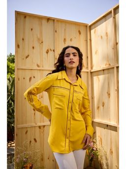 SHIAN - Yellow Hoop Lace Embellshment Shirt