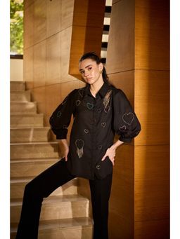 SHIAN - Black Heart Embellishment Shirt