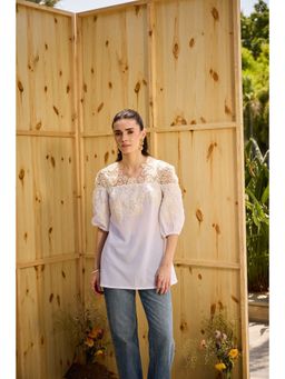 SHIAN - White Scallped Lace Top