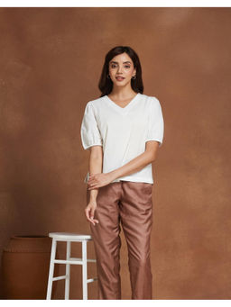 Fabindia - White Cotton Printed Top