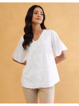 Fabindia - White Cotton Chikankari Top