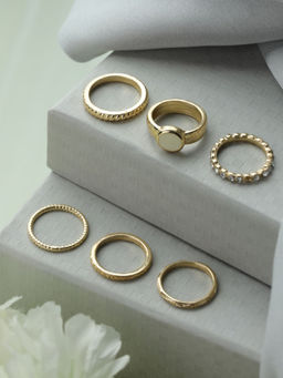 Priyaasi - Stylish Gold Plated Ring (Pack of 6)