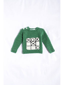CHUTPUT - Green Hand Knitted Crochet Sweater