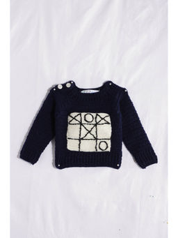 CHUTPUT - Navy Blue Hand Knitted Crochet Sweater
