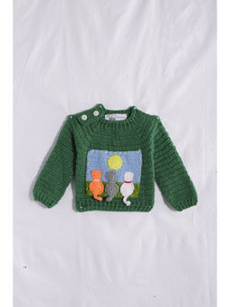 CHUTPUT - Green Hand Knitted Crochet Sweater
