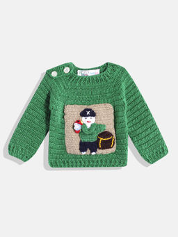CHUTPUT - Green Hand Knitted Crochet Sweater