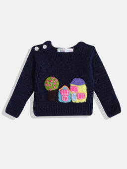 CHUTPUT - Navy Blue Hand Knitted Crochet Sweater