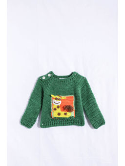 CHUTPUT - Green Hand Knitted Crochet Sweater