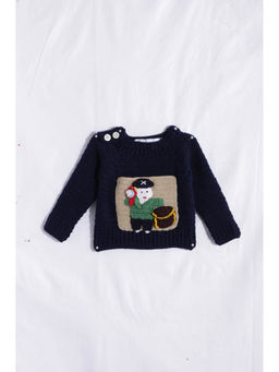 CHUTPUT - Navy Blue Hand Knitted Crochet Sweater