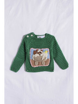 CHUTPUT - Green Hand Knitted Crochet Sweater