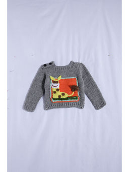 CHUTPUT - Grey Hand Knitted Crochet Sweater
