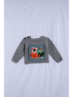 CHUTPUT - Grey Hand Knitted Crochet Sweater