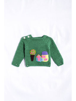 CHUTPUT - Green Hand Knitted Crochet Sweater