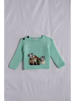 CHUTPUT - Green Hand Knitted Crochet Sweater
