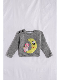 CHUTPUT - Grey Hand Knitted Crochet Sweater