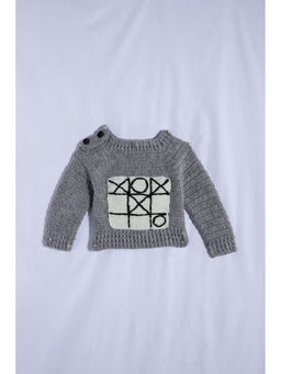 CHUTPUT - Grey Hand Knitted Crochet Sweater