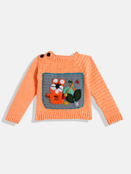 CHUTPUT - Peach Hand Knitted Crochet Sweater