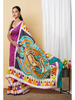 Unnati Silks - Pure Handloom Hand Painted Murshidabad Silk Saree with Unstitched Blouse-UNM77049