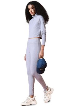 ONLY - Play Women Self Design Grey Leggings