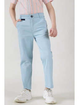 One Friday - Boys Blue Regular Fit Solid Chinos