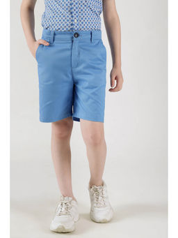 One Friday - Boys Blue Regular Fit Solid Shorts