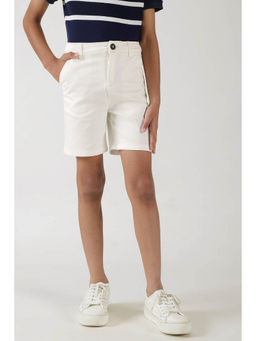 One Friday - Boys Off White Regular Fit Solid Shorts