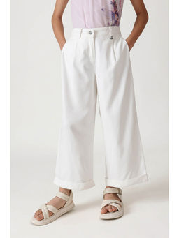 One Friday - Girls White Flared Solid Trouser